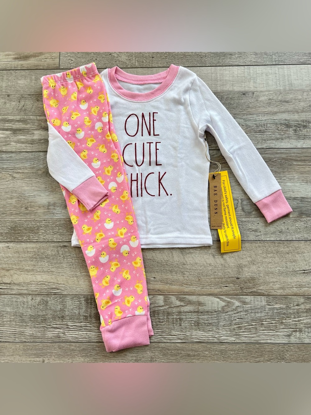 NWT Rae Dunn Girls One Cute Chick Pajama Set Size 4T